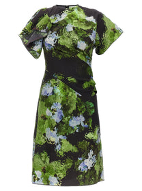 Victoria Beckham Floral Printed Dress Gold