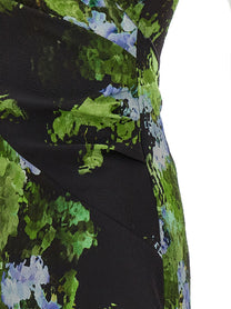 Victoria Beckham Floral Printed Dress Gold