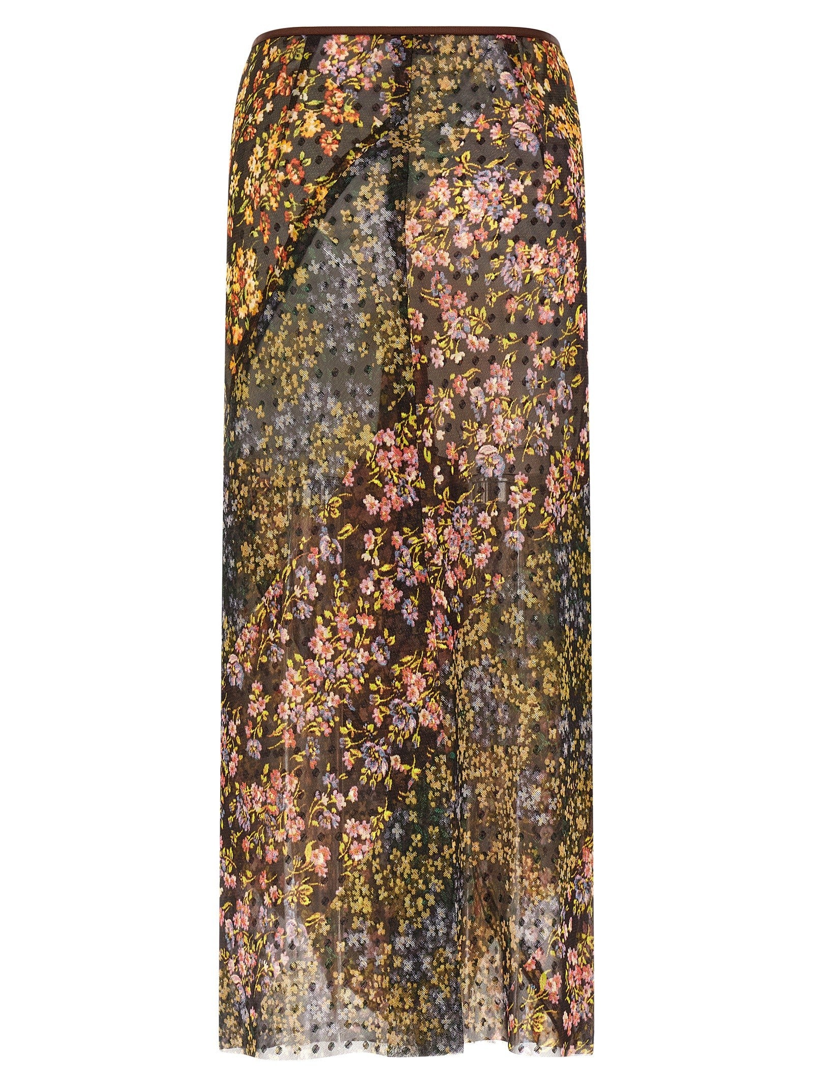 Dries Van Noten Floral Sati Skirt Gold