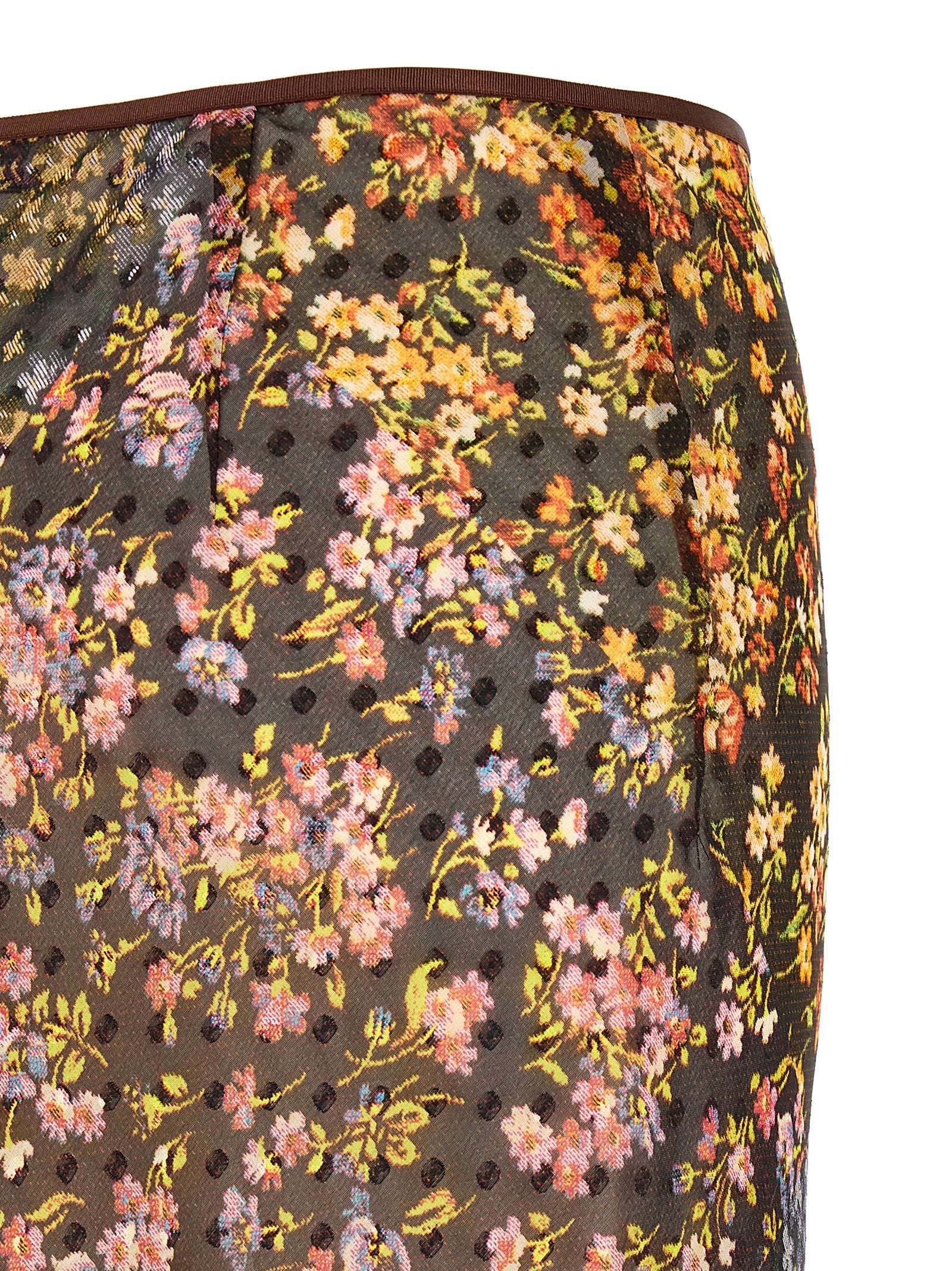 Dries Van Noten Floral Sati Skirt Gold