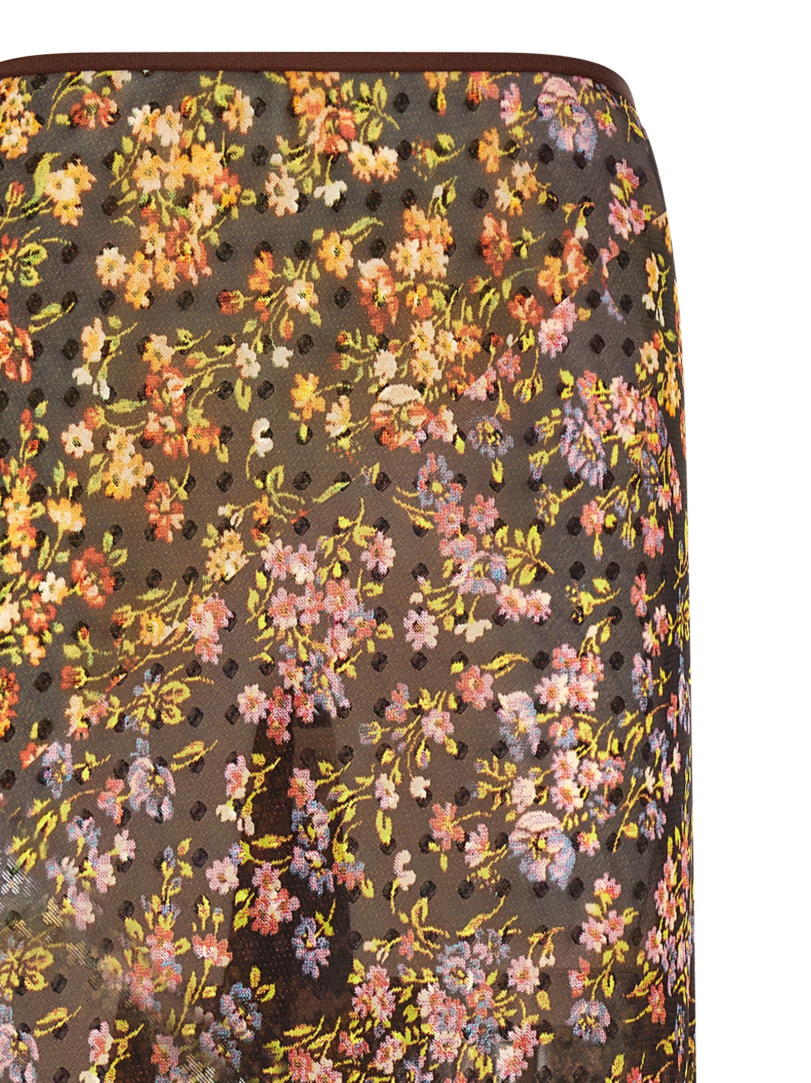 Dries Van Noten Floral Sati Skirt Gold