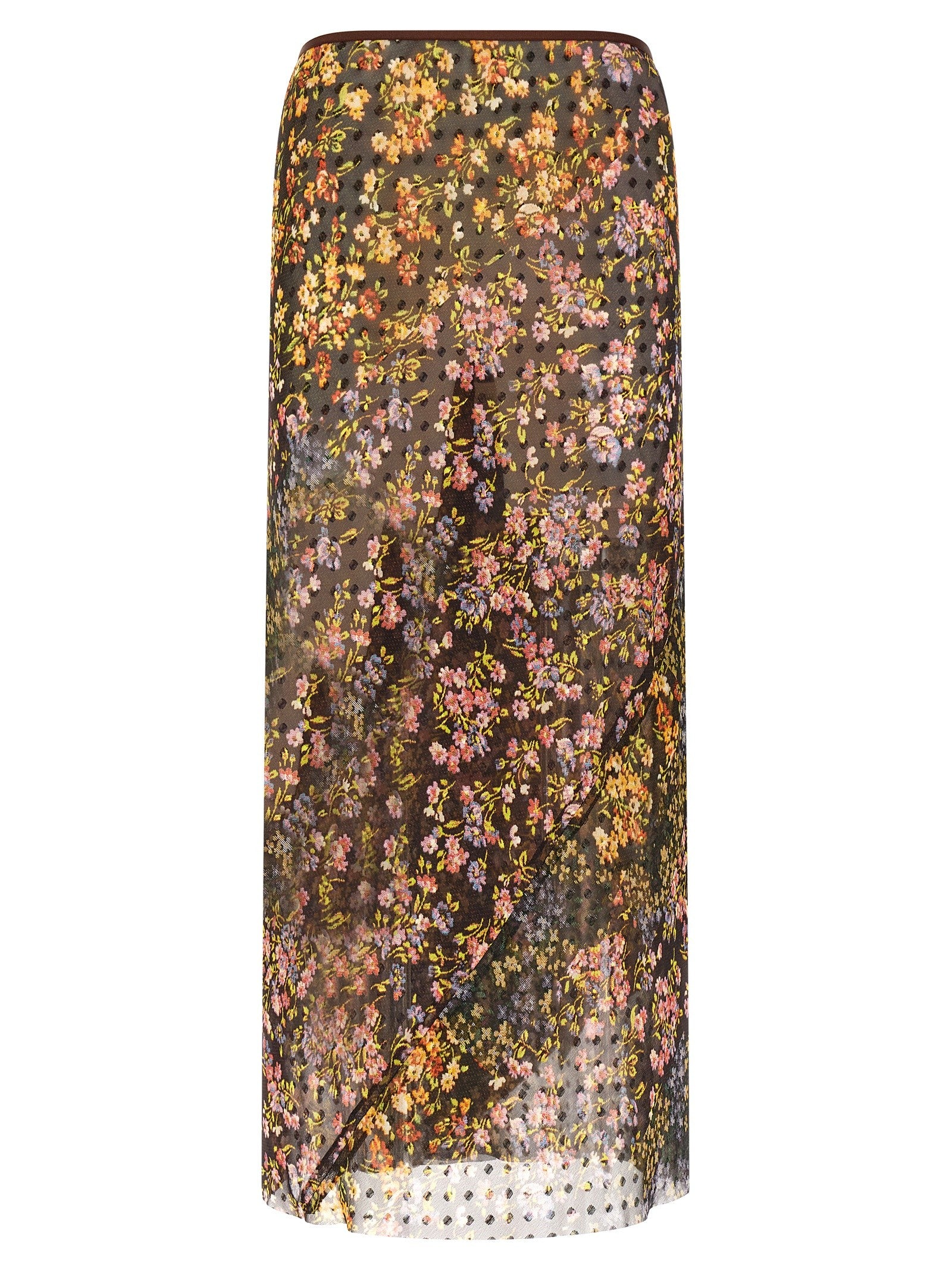 Dries Van Noten Floral Sati Skirt Gold