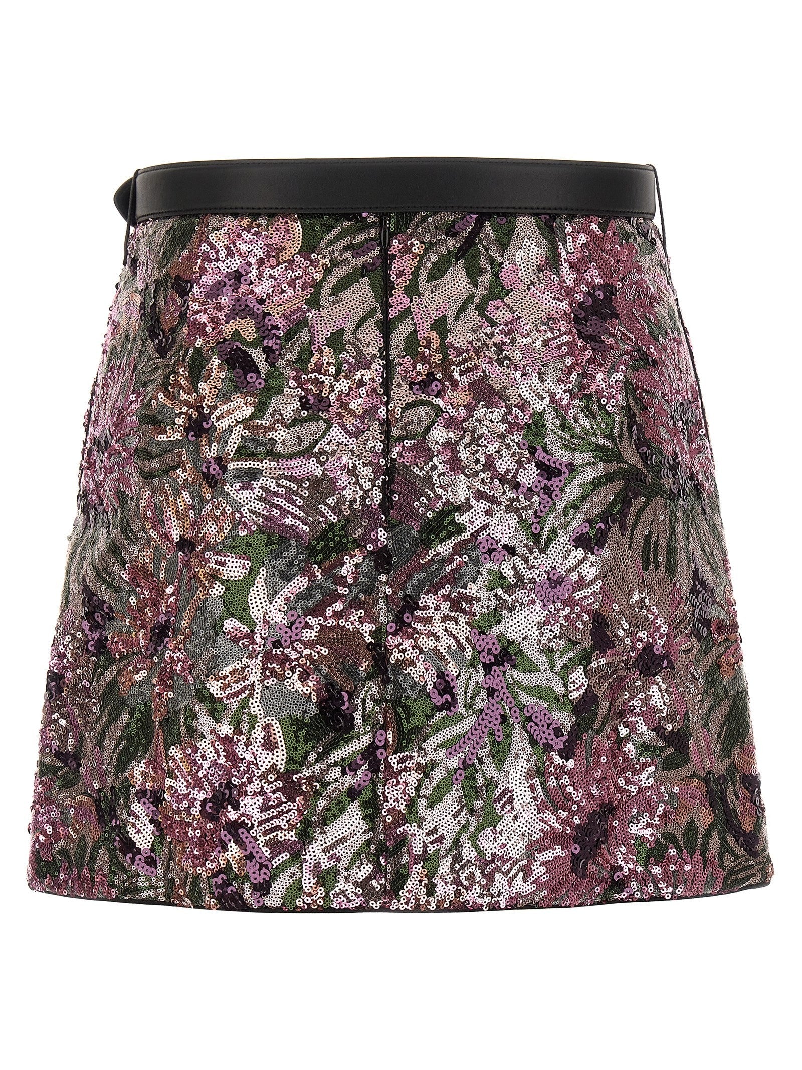 self-portrait Floral Sequin Mini Skirt Blue