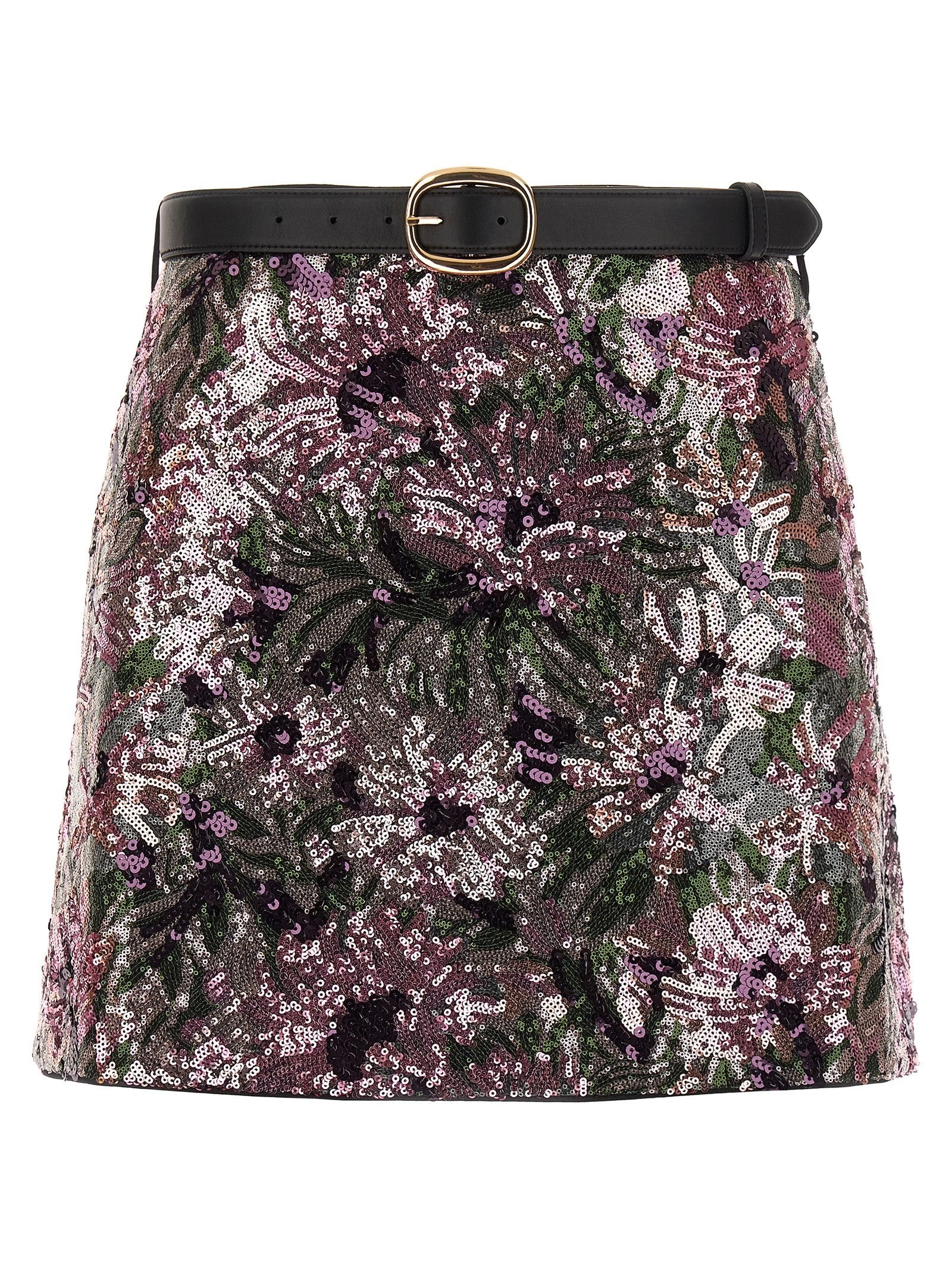 self-portrait Floral Sequin Mini Skirt Blue