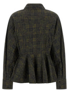 Ganni Floral Tartan Shirt Green
