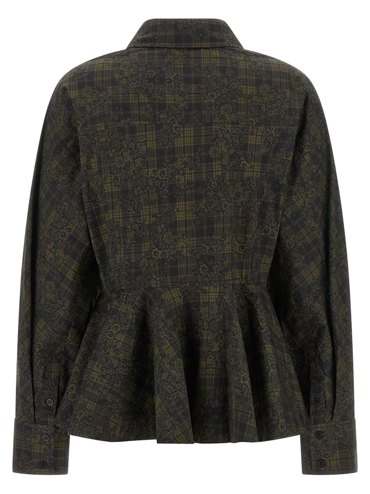 Ganni Floral Tartan Shirt Green