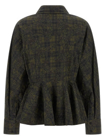 Ganni Floral Tartan Shirt Green
