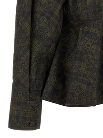 Ganni Floral Tartan Shirt Green