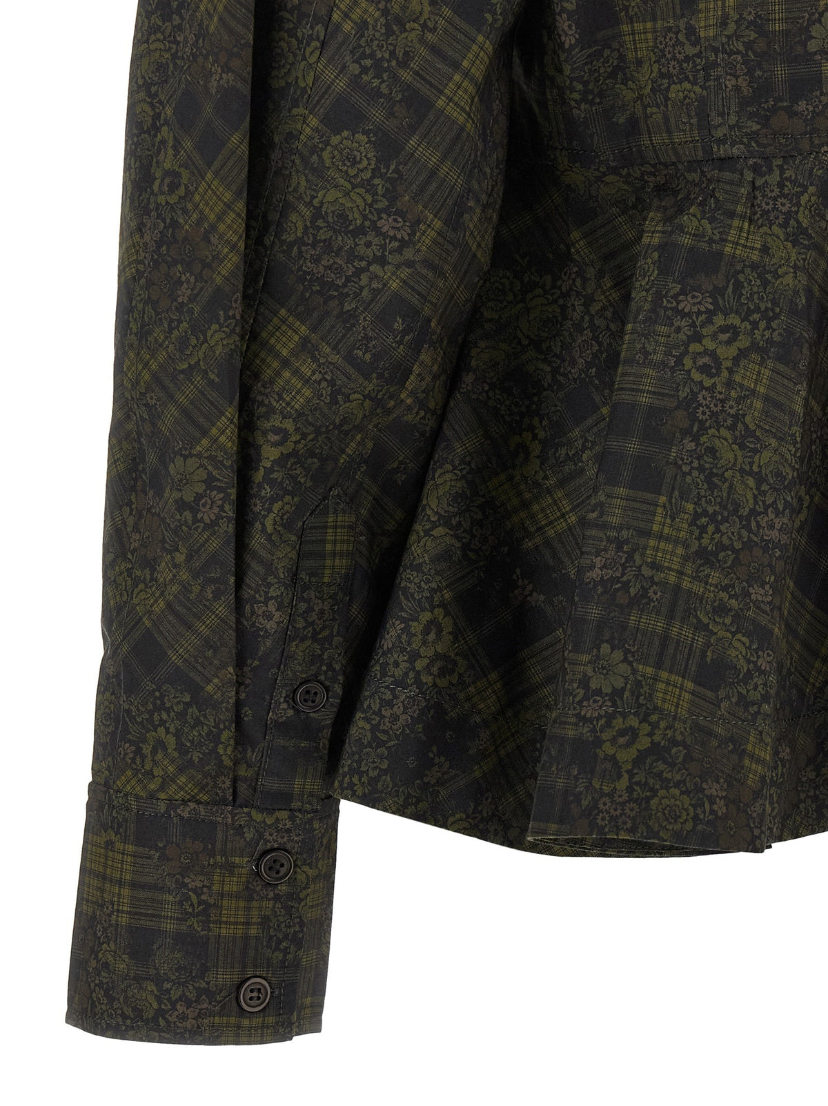 Ganni Floral Tartan Shirt Green