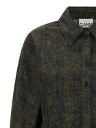 Ganni Floral Tartan Shirt Green