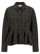 Ganni Floral Tartan Shirt Green