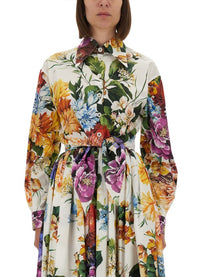 Dolce &amp; Gabbana Women's Flower Bouquet Print Poplin Shirt Multicolor