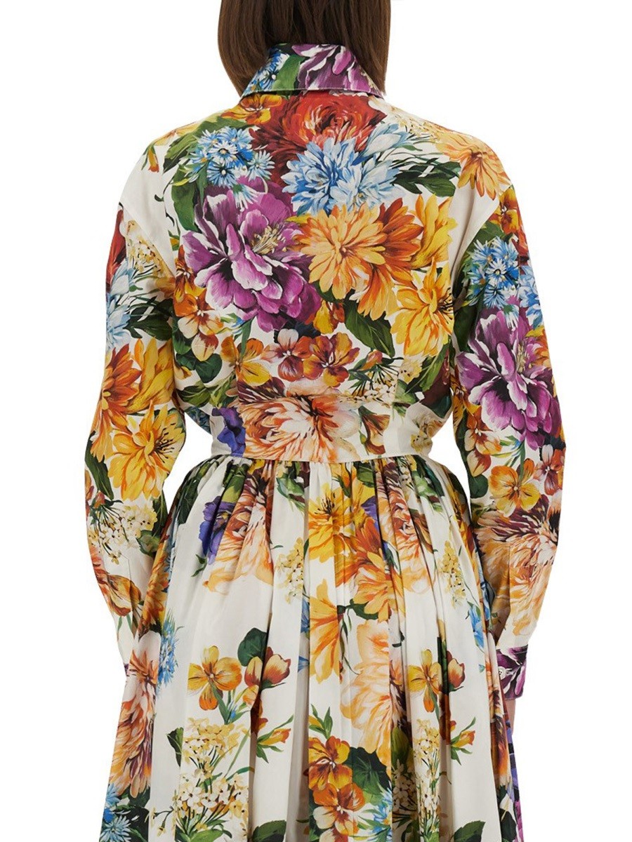 Dolce &amp; Gabbana Women's Flower Bouquet Print Poplin Shirt Multicolor