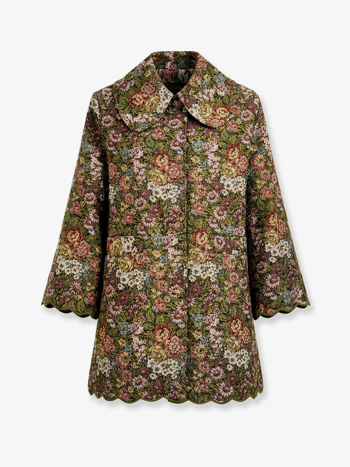 FARM Rio Women's Flower Jacquard Trenchcoat Green