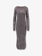 Brunello Cucinelli Women's Flower Lace Sparkling Mohair and Virgin Wool Knit Dress Piombo