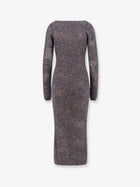 Brunello Cucinelli Women's Flower Lace Sparkling Mohair and Virgin Wool Knit Dress Piombo, view 2