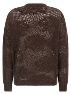 Brunello Cucinelli Flower Lace Sweater Brown, view 2