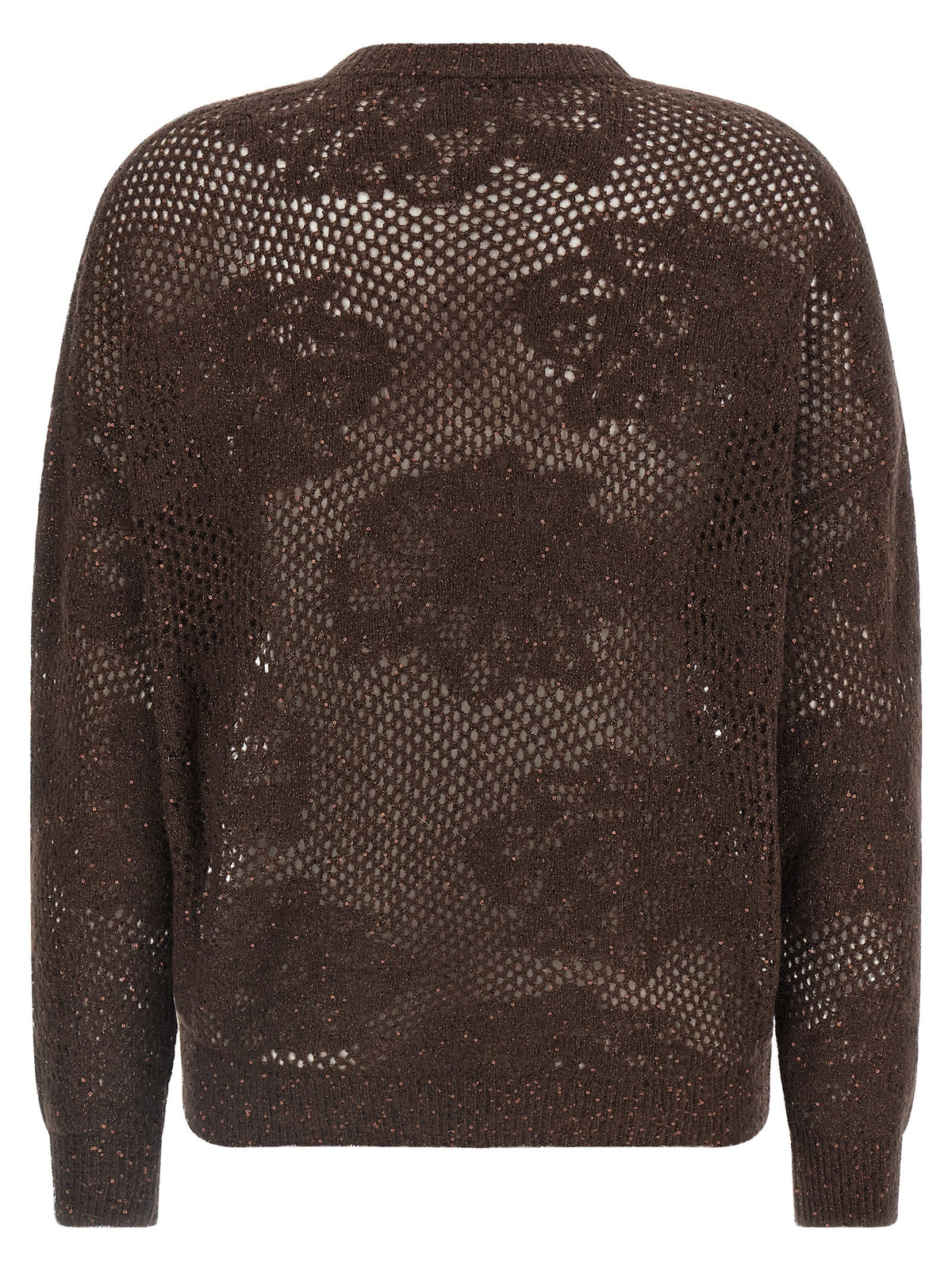 Brunello Cucinelli Flower Lace Sweater Brown, view 2