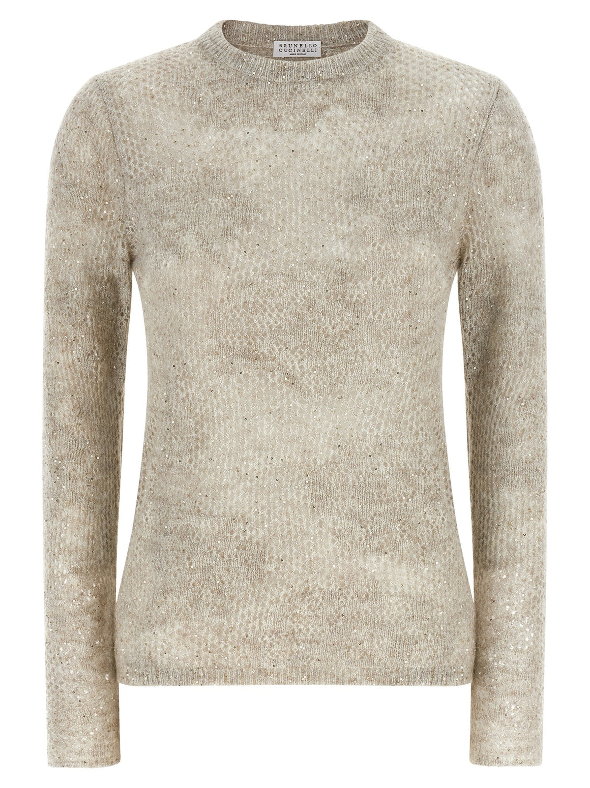 Brunello Cucinelli Flower Lace Sweater Beige