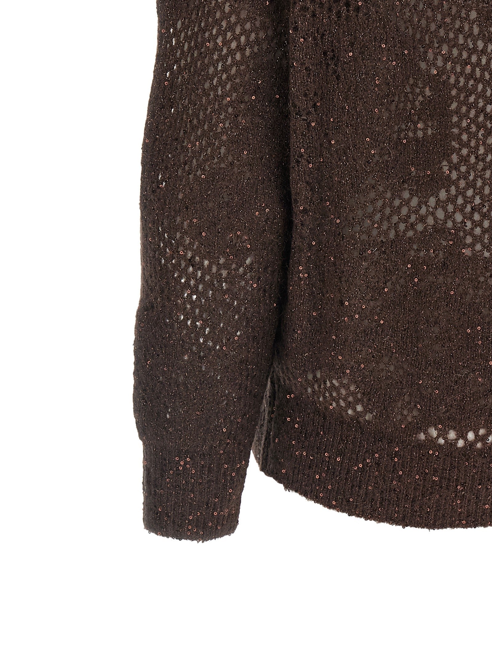 Brunello Cucinelli Flower Lace Sweater Brown