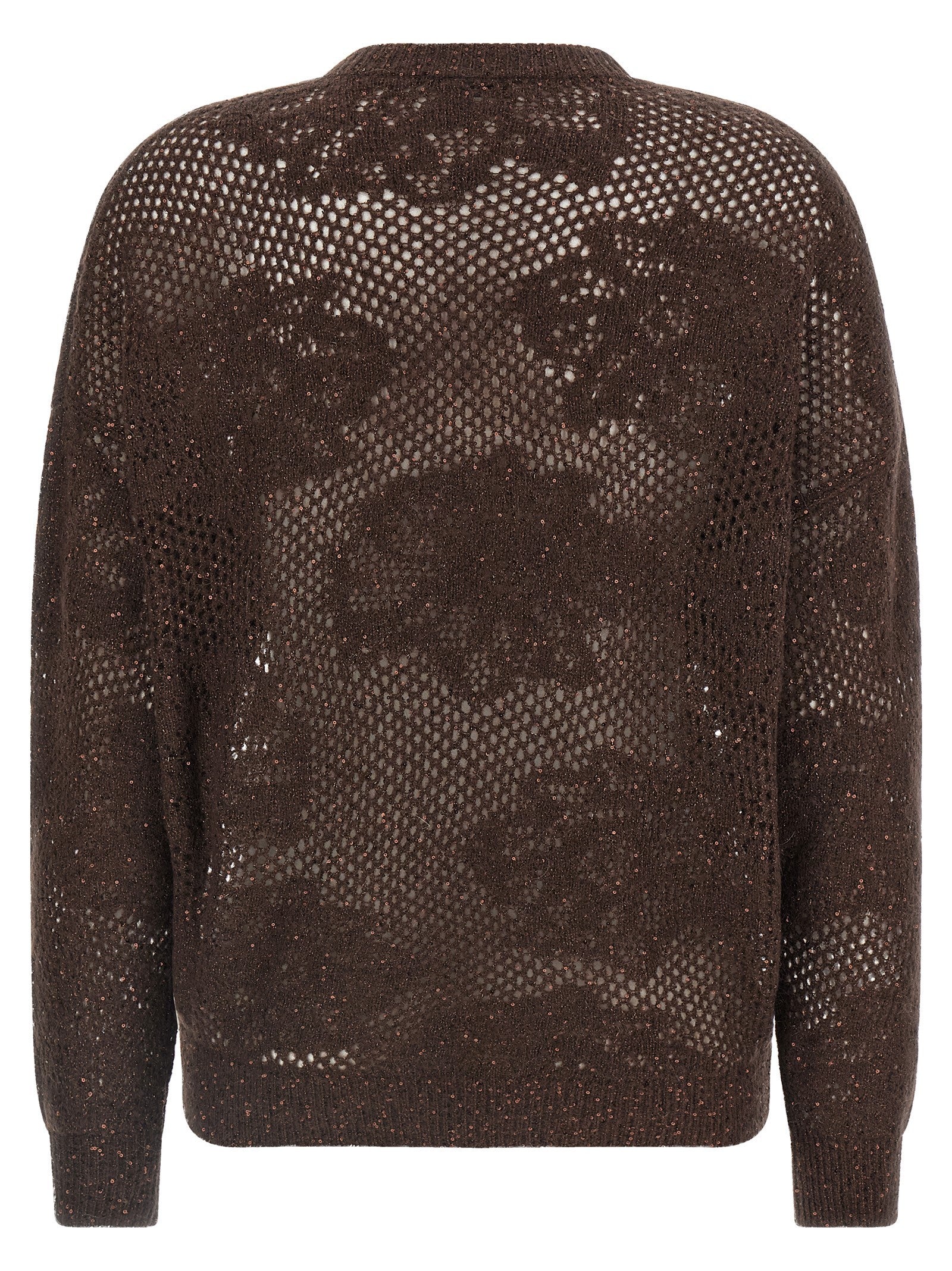 Brunello Cucinelli Flower Lace Sweater Brown