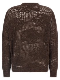 Brunello Cucinelli Flower Lace Sweater Brown