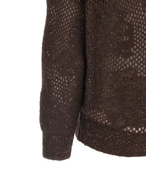 Brunello Cucinelli Flower Lace Sweater Brown, view 4