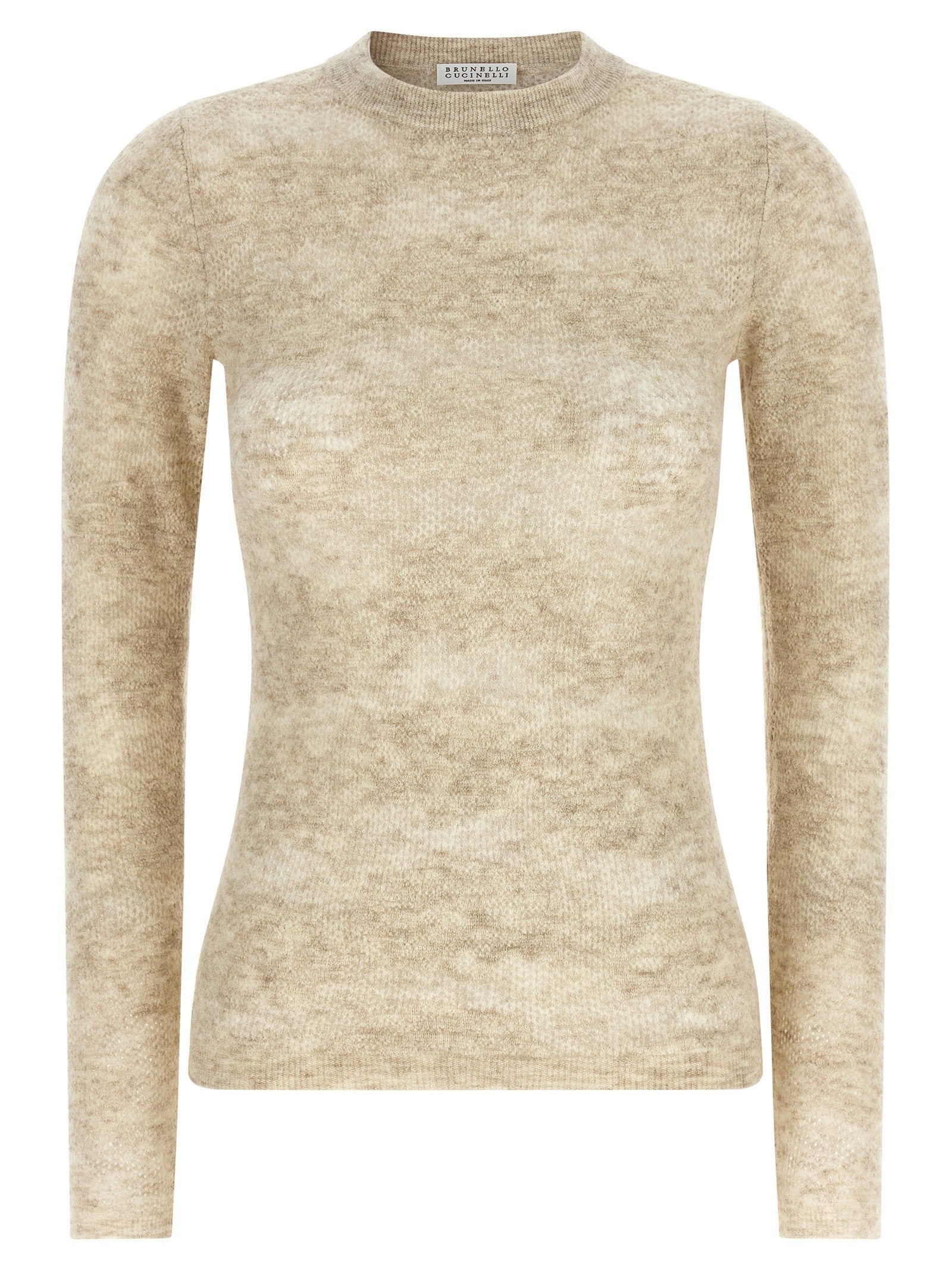 Brunello Cucinelli Flower Lace Sweater Beige