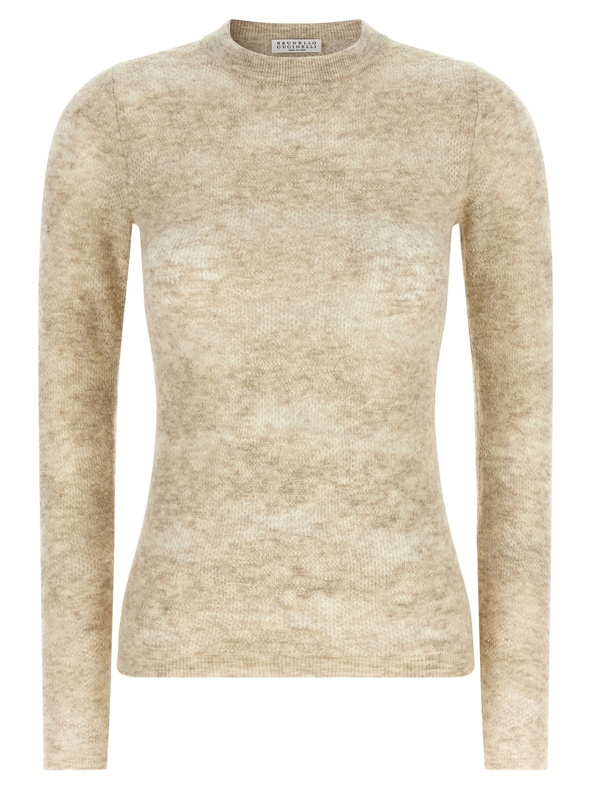 Brunello Cucinelli Flower Lace Sweater Beige