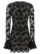 ROTATE Birger Christensen Flower Mesh Dress Black, view 2
