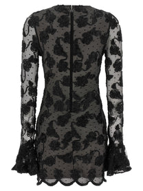 ROTATE Birger Christensen Flower Mesh Dress Black