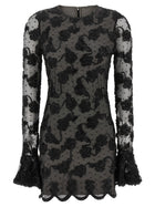 ROTATE Birger Christensen Flower Mesh Dress Black