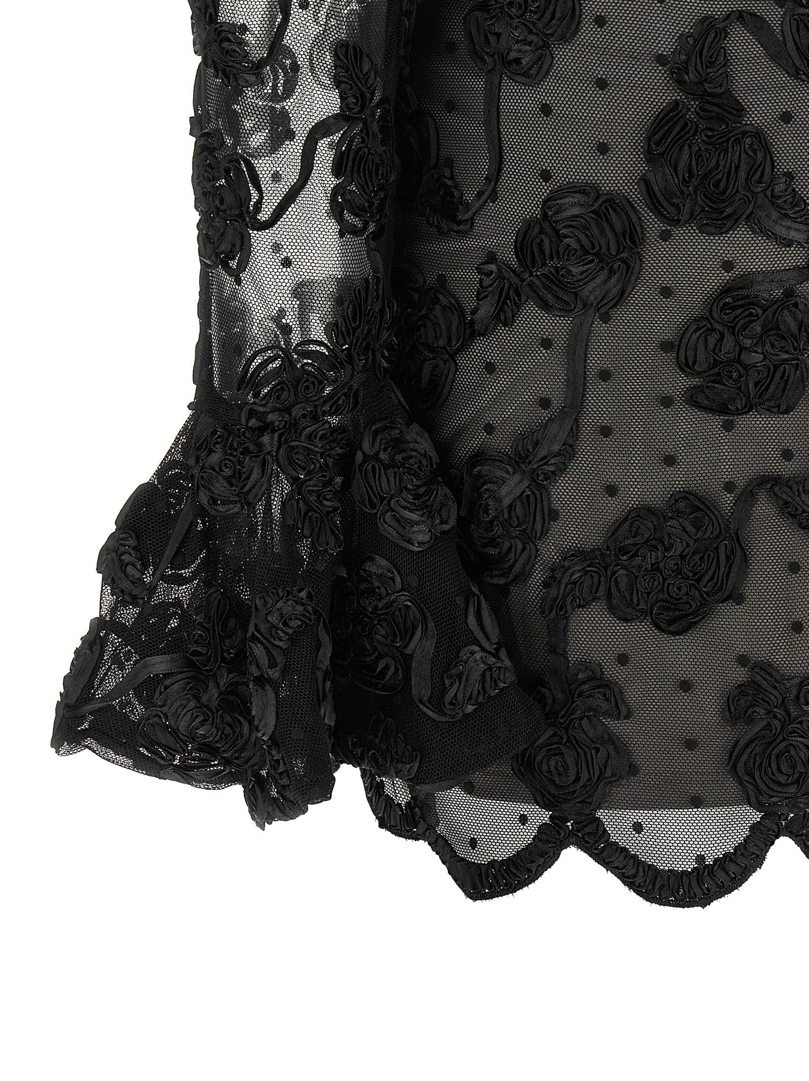ROTATE Birger Christensen Flower Mesh Dress Black