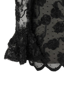 ROTATE Birger Christensen Flower Mesh Dress Black
