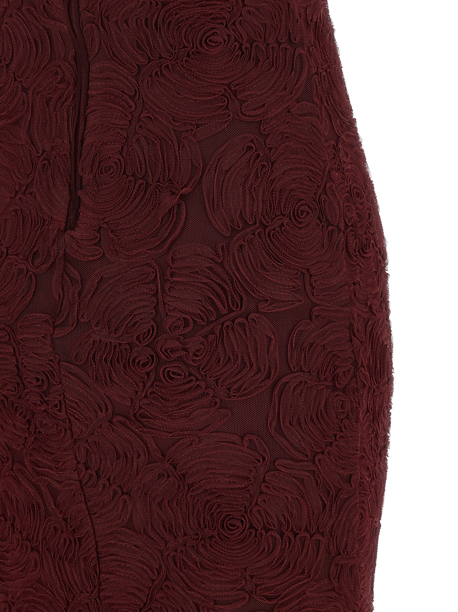 ROTATE Birger Christensen Flower Mesh Flounce Dress Red
