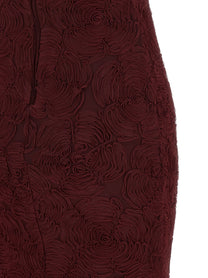 ROTATE Birger Christensen Flower Mesh Flounce Dress Red