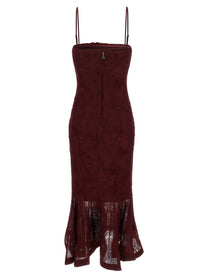 ROTATE Birger Christensen Flower Mesh Flounce Dress Red