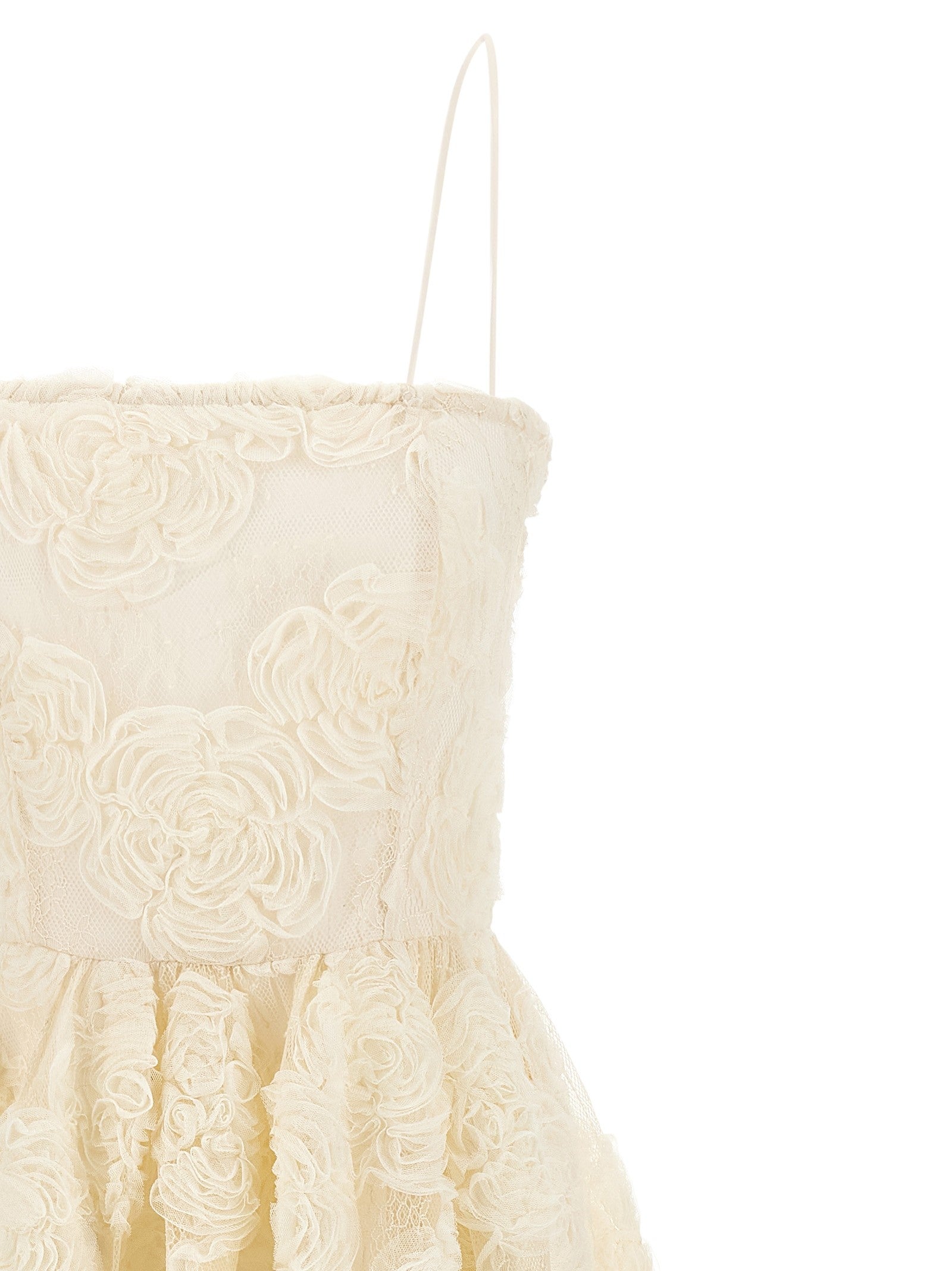 ROTATE Birger Christensen Flower Mesh Midi Dress White