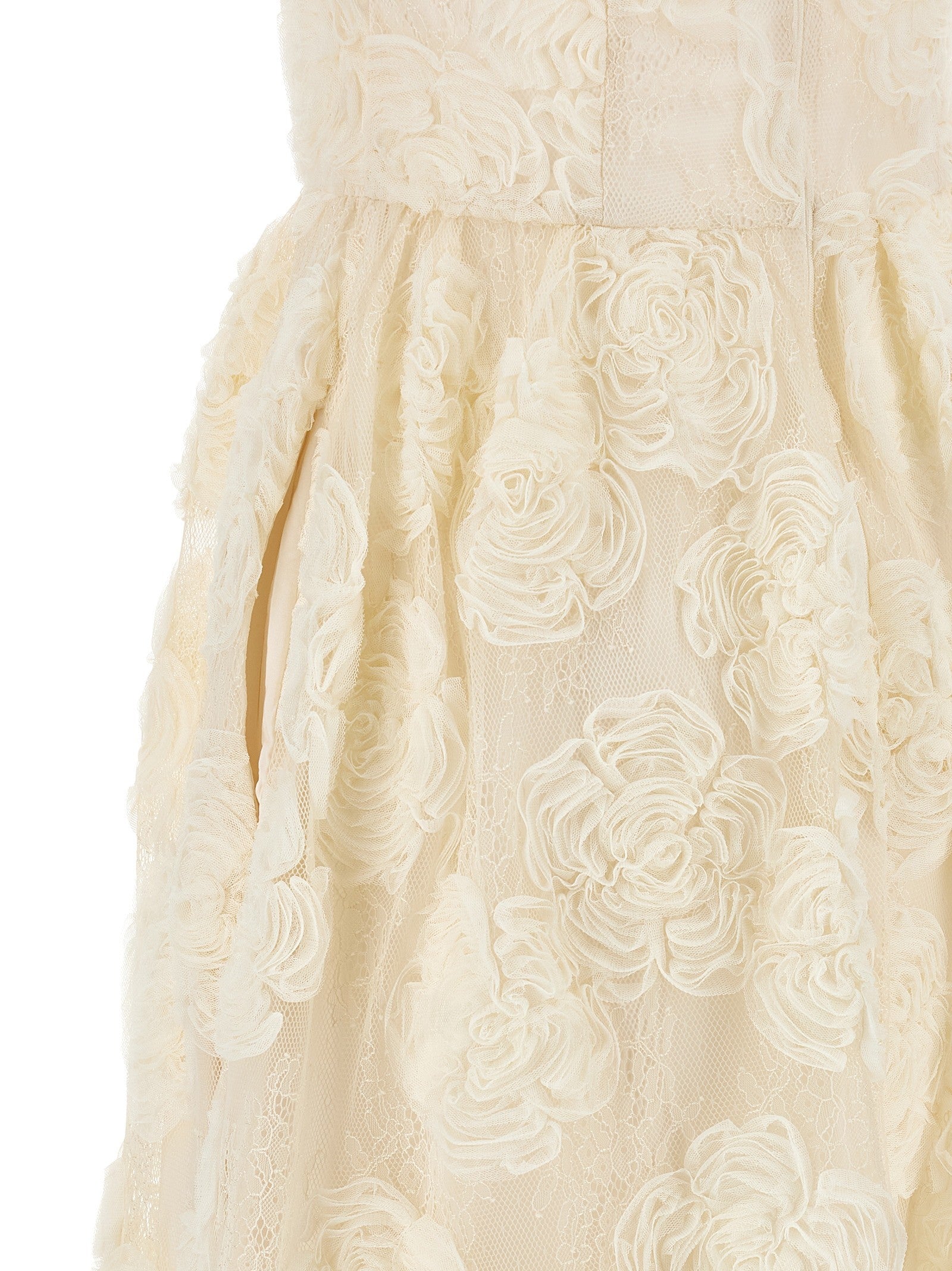 ROTATE Birger Christensen Flower Mesh Midi Dress White