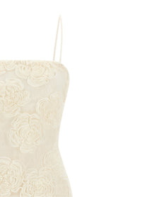ROTATE Birger Christensen Flower Mesh Tube Dress White