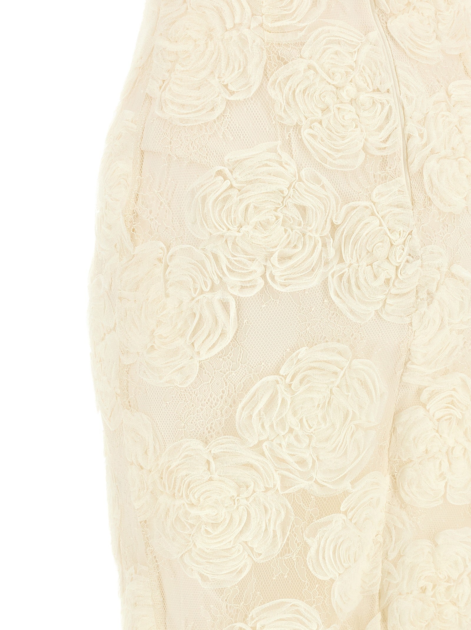 ROTATE Birger Christensen Flower Mesh Tube Dress White