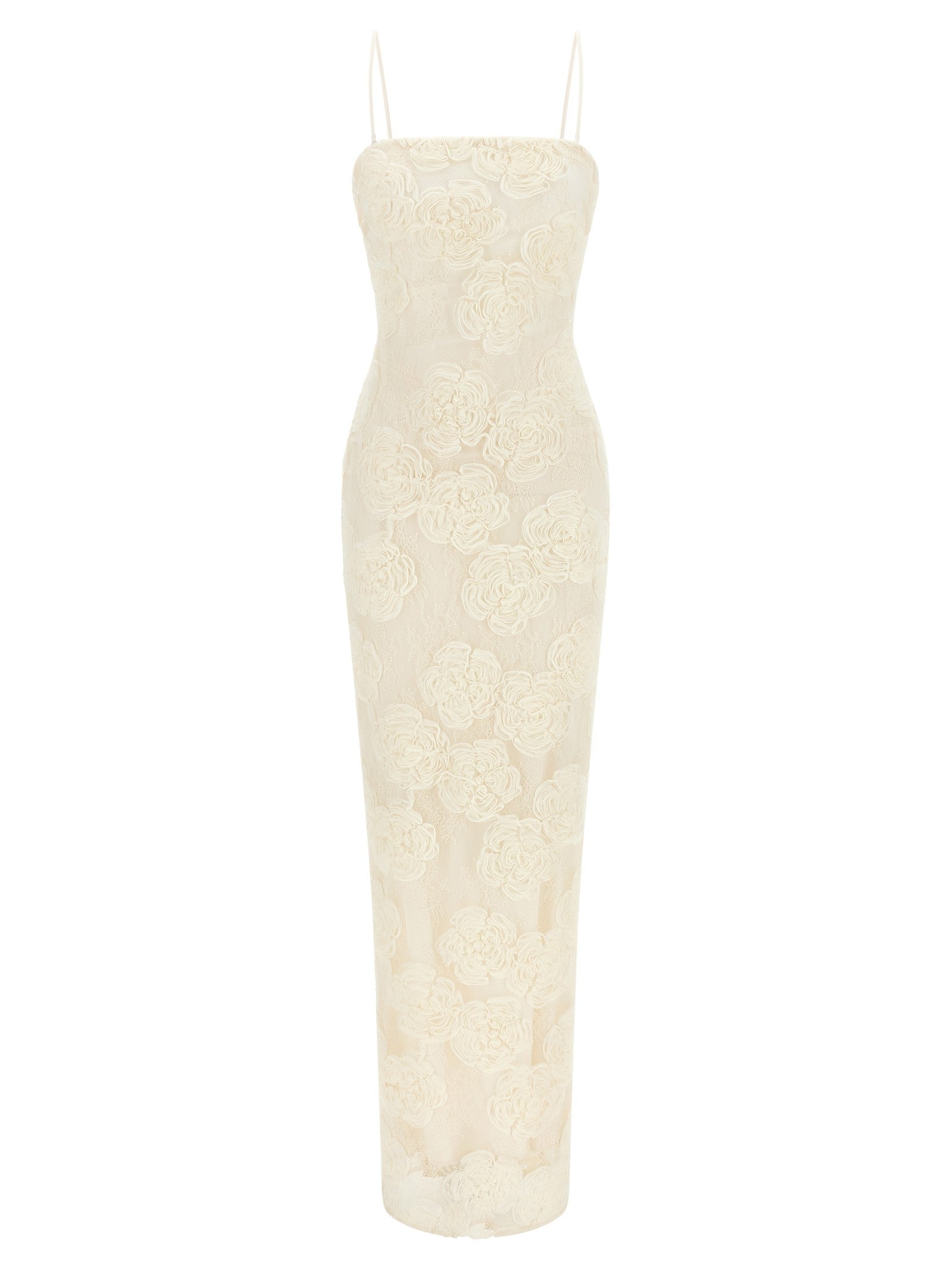 ROTATE Birger Christensen Flower Mesh Tube Dress White