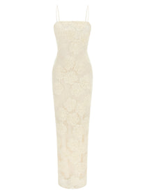 ROTATE Birger Christensen Flower Mesh Tube Dress White