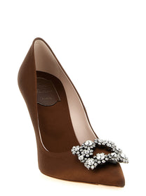 Roger Vivier Flower Strass Pumps Brown
