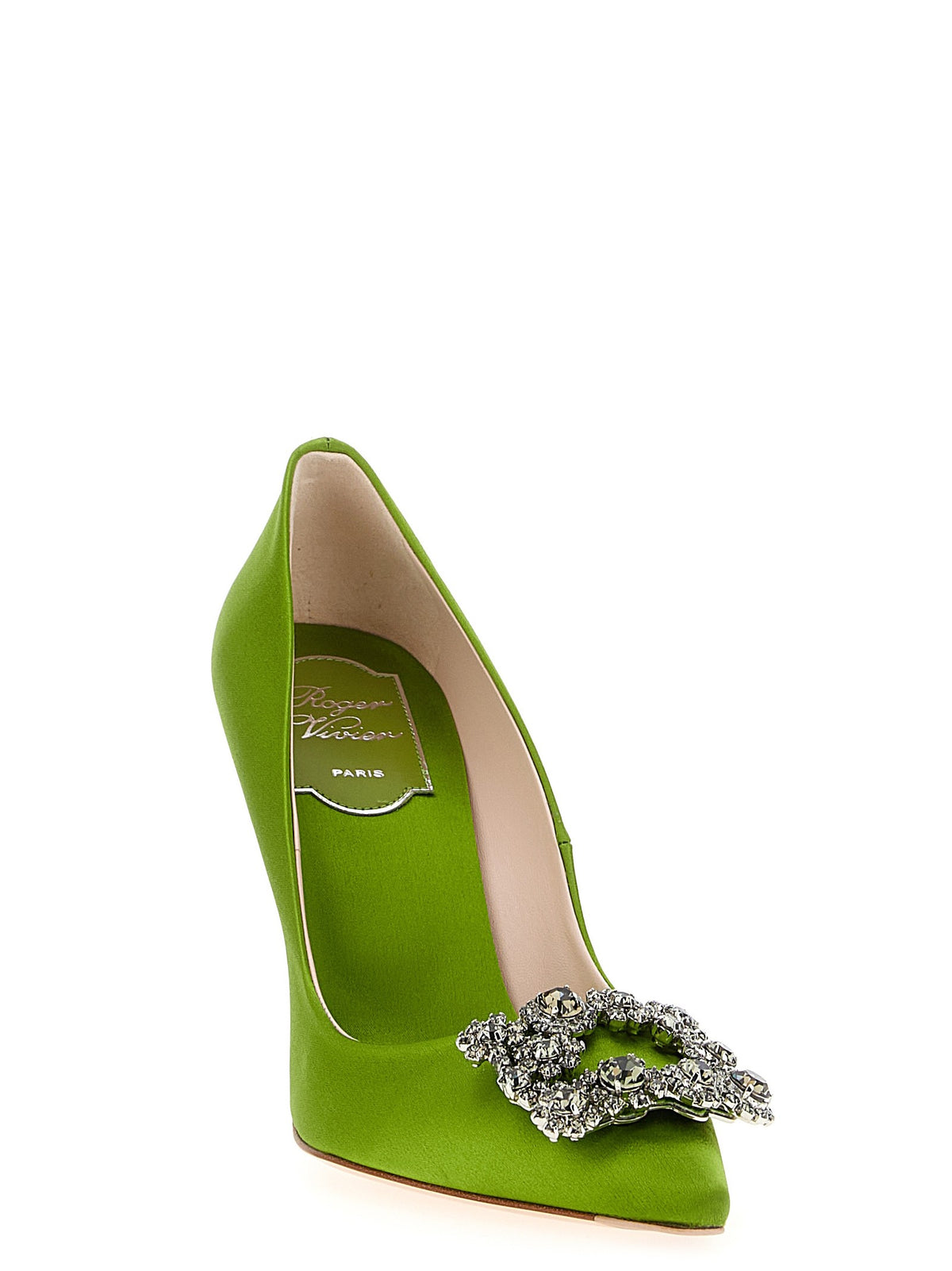 Roger Vivier Flower Strass Pumps Green, view 2