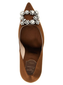 Roger Vivier Flower Strass Pumps Brown