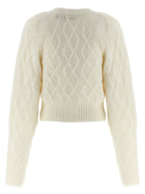 ROTATE Birger Christensen Fluffy Knit Cardigan White, view 2
