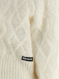 ROTATE Birger Christensen Fluffy Knit Cardigan White, view 4