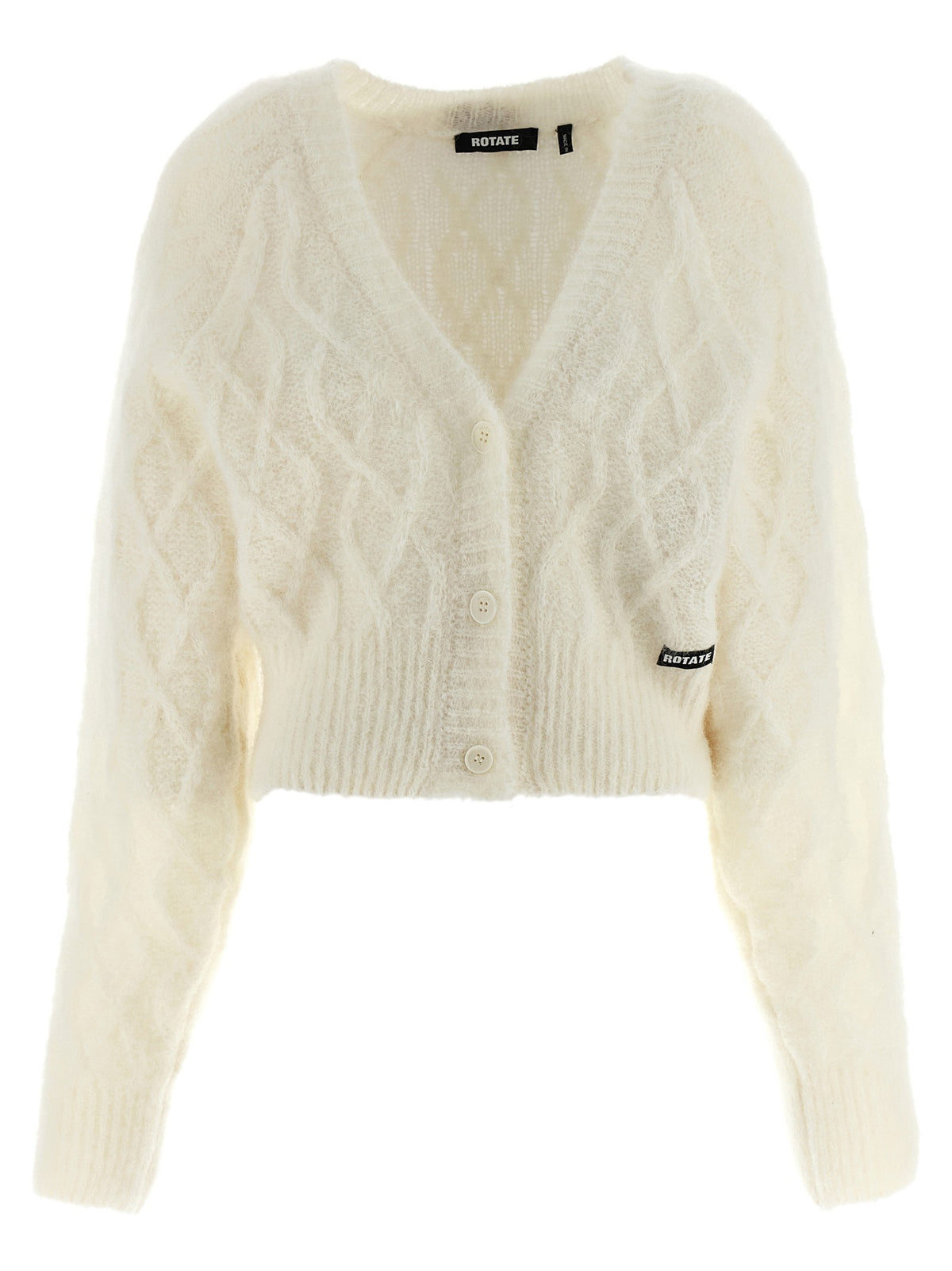 ROTATE Birger Christensen Fluffy Knit Cardigan White