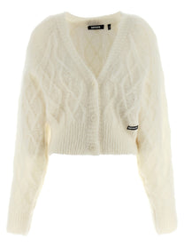 ROTATE Birger Christensen Fluffy Knit Cardigan White